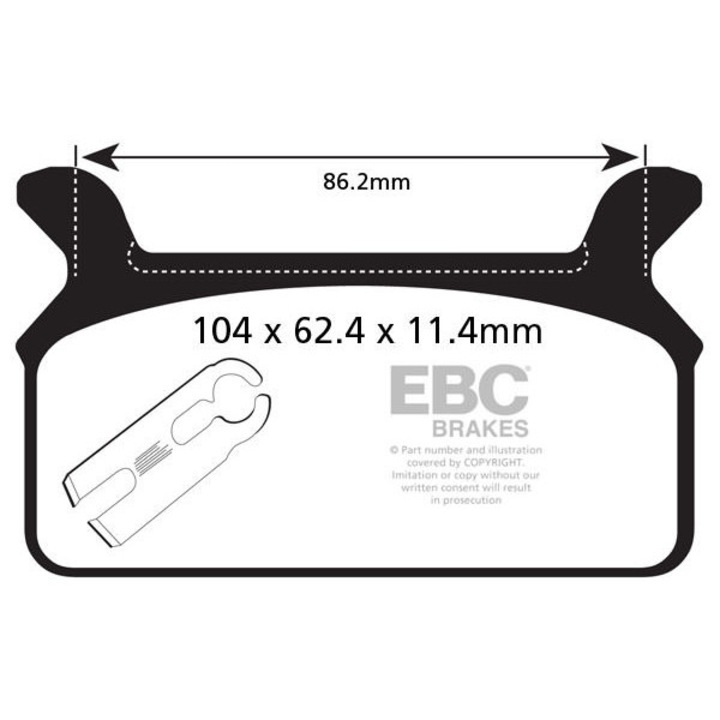 Накладки за спирачки EBC V-PAD комплект десни задни 104x62.4x11.4mm