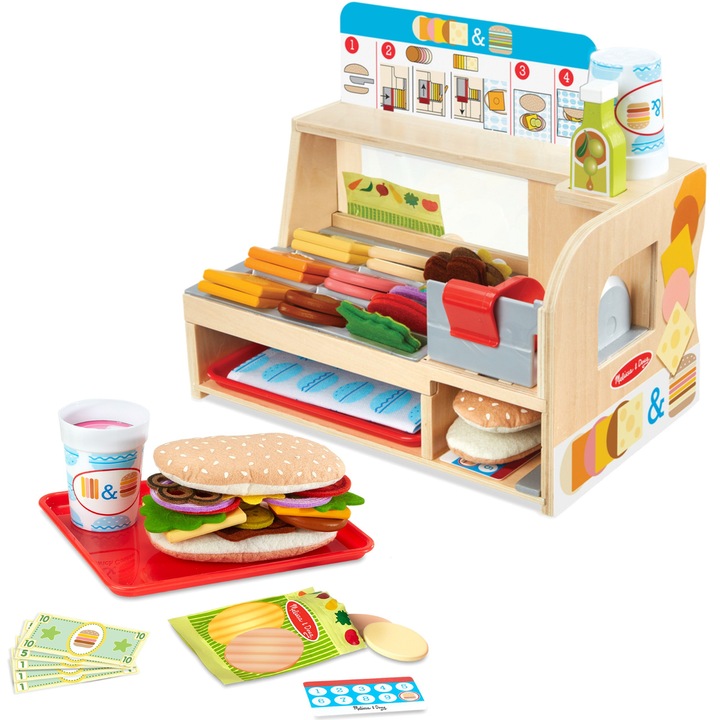 Melissa & Doug „Sandwich Counter” fa játékbolt 56 kiegészítővel