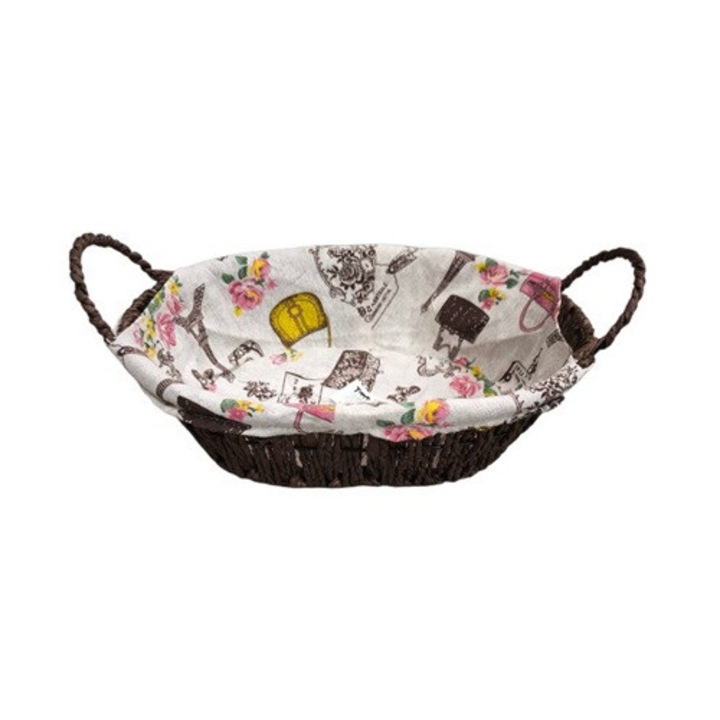 Cos pentru paine oval, metal-textil, 30 x 20 cm, Clini 4X-0628
