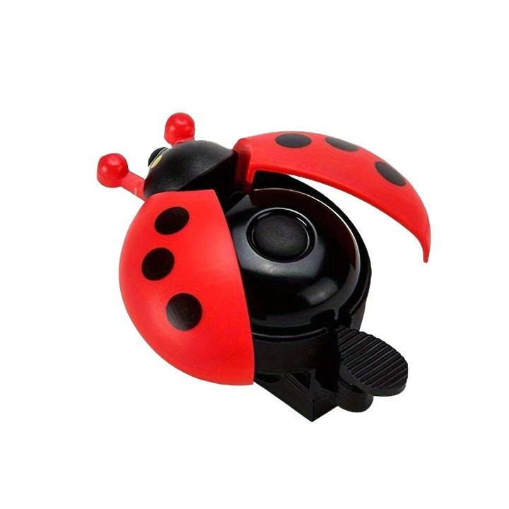 Sonerie bicicleta Buburuza, design jucaus, montare universala pe ghidon, sunet clar, rosu/negru, 1 buc