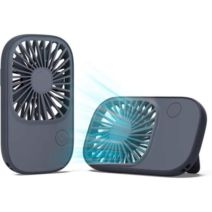 Mini USB hordozható ventilátor, 3 sebességfokozat, kék, 104g, 2000mAh, 6x12cm
