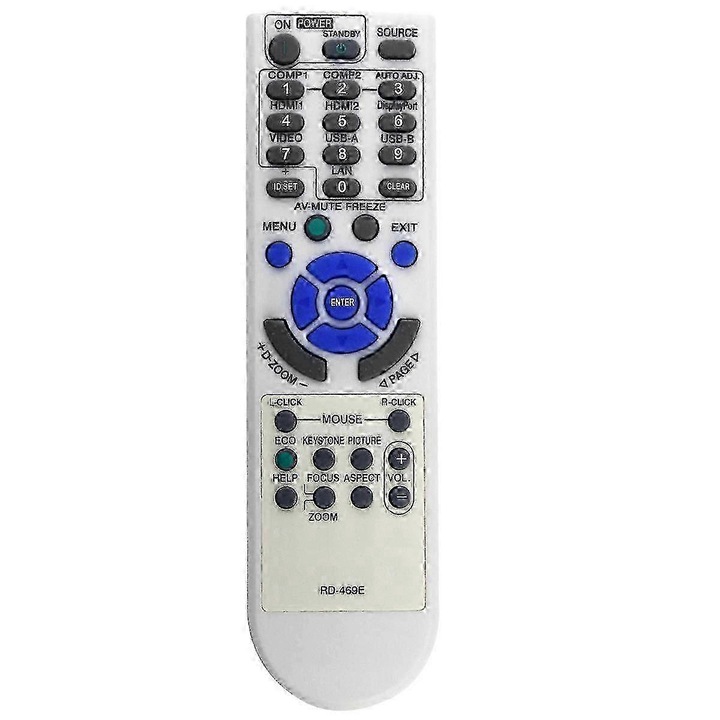Telecomanda inlocuire pentru videoproiector, alb, plastic, 2xAAA