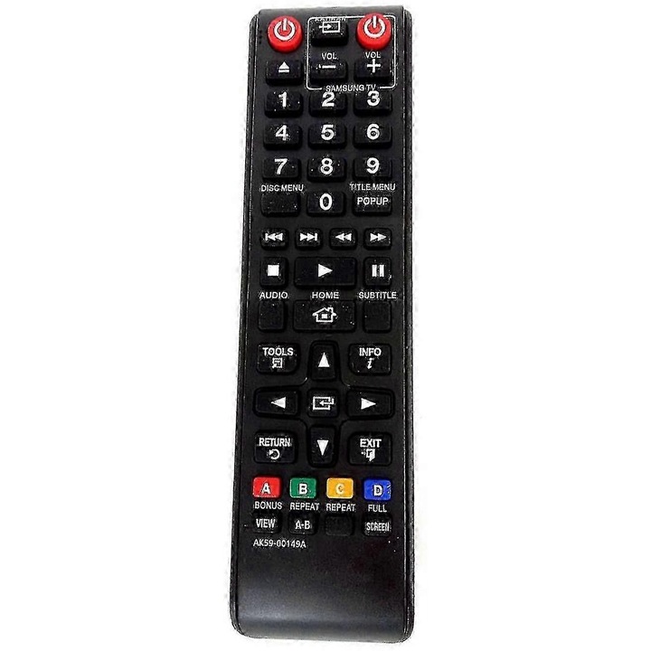 Telecomanda AK59-00149A, compatibila cu Samsung TV/DVD/Blu-ray, inlocuitor universal cu taste sensibile, Negru, 1 buc