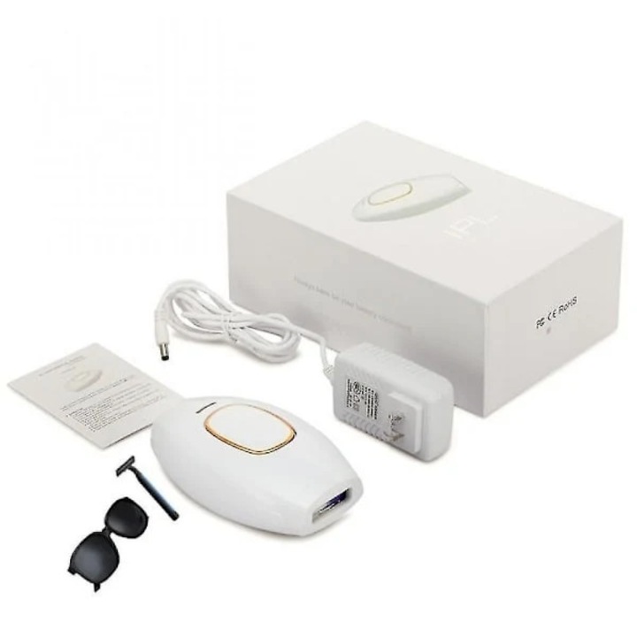 Epilator IPL, aparat de epilat cu lumina intens pulsata 300.000 impulsuri, 5 niveluri de intensitate, portabil, fara durere, filtru UV integrat, Alb, 1 buc