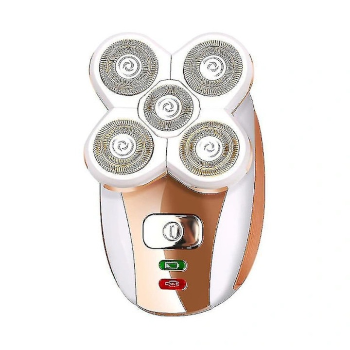 Epilator electric/aparat de ras pentru femei 3-in-1 Mini 5 capete, fara fir, din ABS, cu functii ras, taiere de precizie si indepartare calusuri, Auriu, 1 buc.