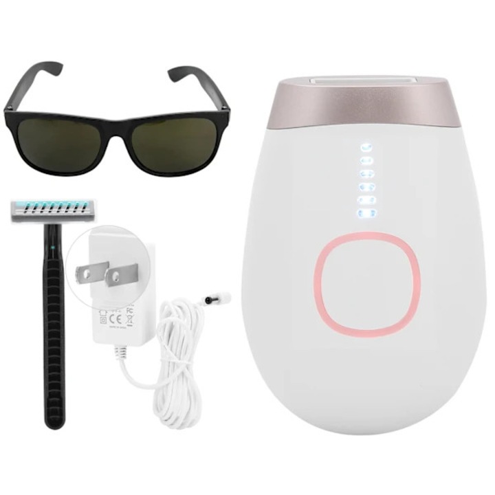 Epilator IPL, aparat de epilare cu 500.000 flash-uri, 6 trepte de energie si mod auto/manual, alb/auriu, 1 buc