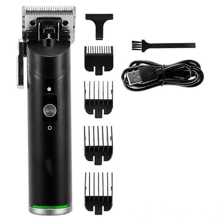 Aparat de tuns profesional, trimmer reincarcabil pentru barbi si par, baterie 2000 mAh, autonomie 180 minute, incarcare 3 ore, 5W, 4 piepteni ghid 3/6/19/12 mm, negru, 1 buc
