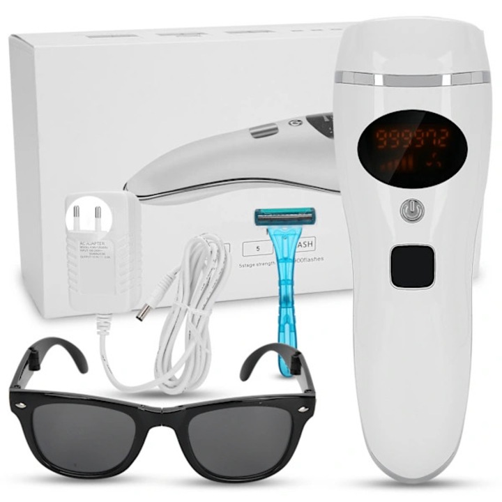 Epilator IPL, aparat epilare 990000 flash-uri, fotorejuvenare, 5 trepte intensitate, alb, 1 bucata
