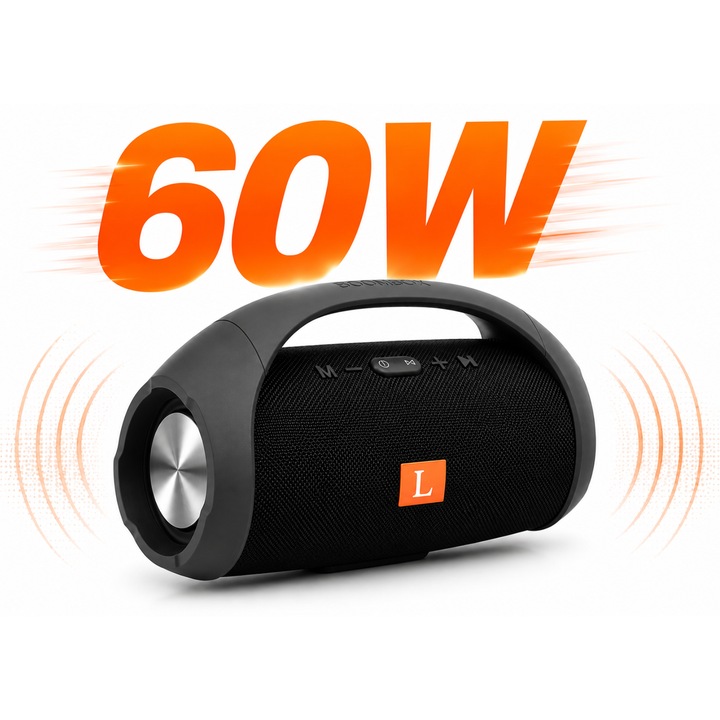 Boxa portabila Lewer E10-BIG BOOMBOX, Bluetooth, 60W, Acumulator 10000mAh, Rezistenta la Apa