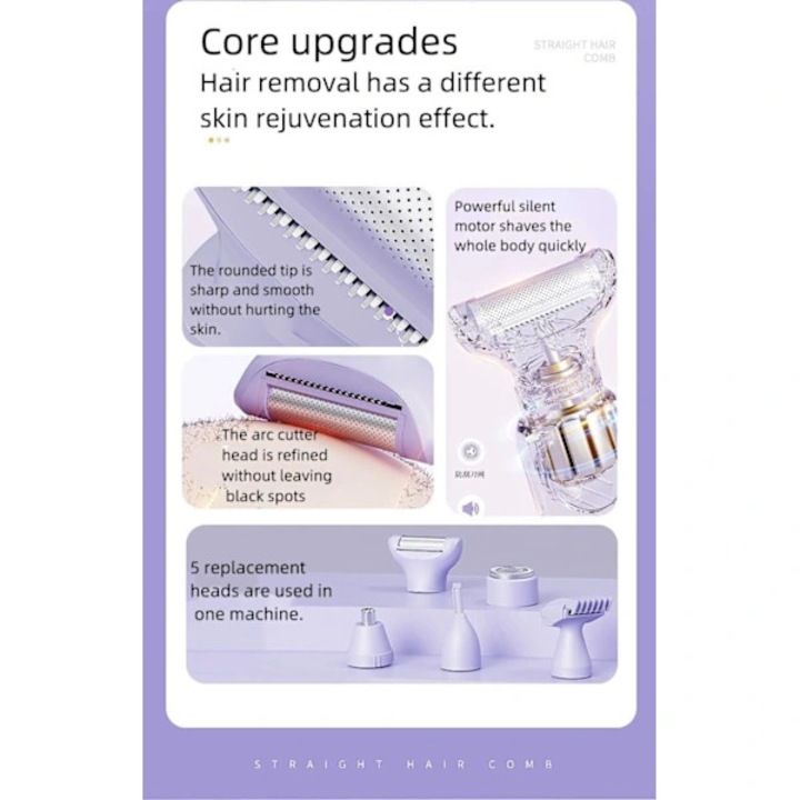 Epilator electric dublu pentru femei, roz, compact, rezistent la apa