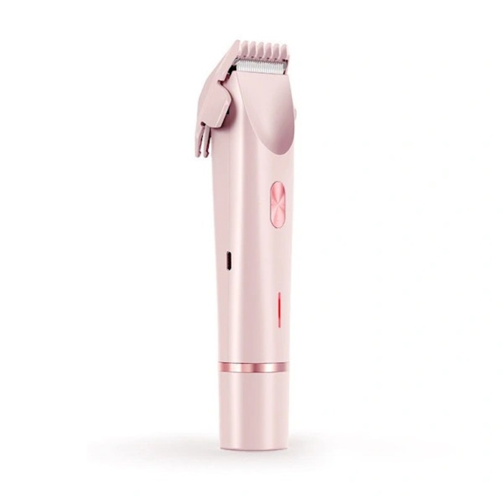 Aparat de ras electric 2 in 1, trimmer epilator cu cap dublu, impermeabil, hipoalergenic, pentru fata, corp, axila si zona bikini, roz, 1 buc