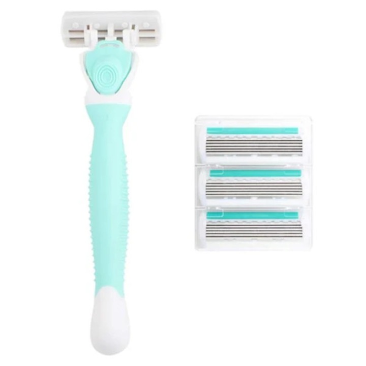Aparat de ras cu 3 capete, albastru roz, 14.4x4.2cm, set