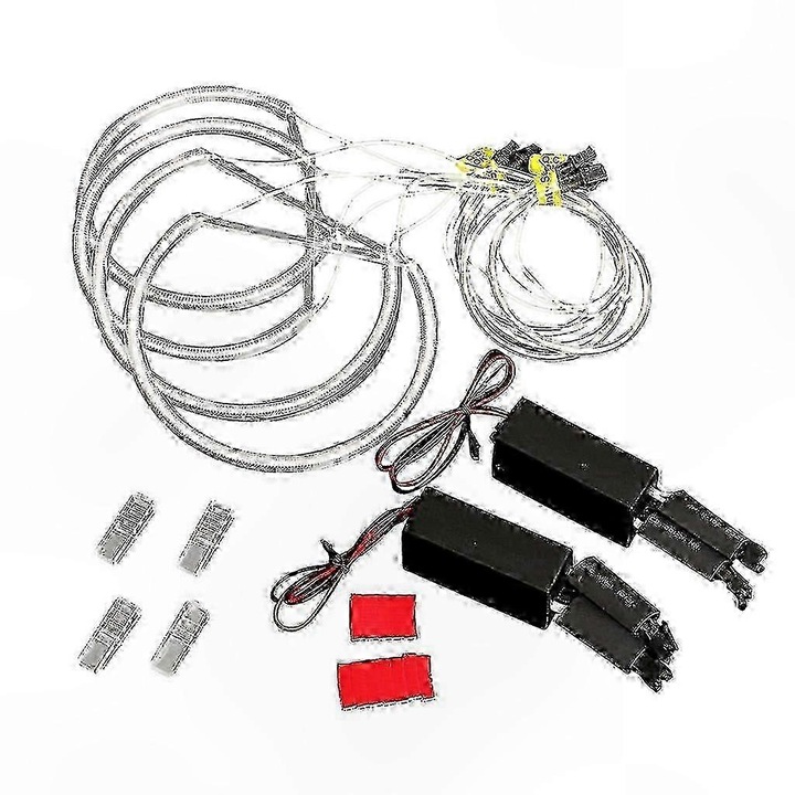 4 db CCFL Angel Eye gyűrű készlet BMW E46 3-as sorozathoz, 12V, CCFL cső (hidegkatódos fluoreszcens lámpa), OBD kompatibilis, gyors indítás alacsony hőmérsékleten, magas fényerő, fehér, 2 x 131mm/2 x 146mm