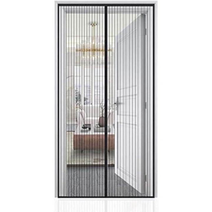 Plasa magnetica pentru usa anti-tantari CJY, inchidere magnetica cu 26 magneti, plasa 1,4 x 1,58 mm, banda adeziva 5,2 m inclusa, negru, 80 x 200 cm
