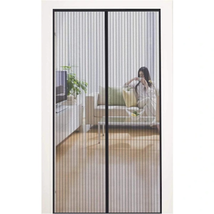 Plasa magnetica pentru usa, plasa anti-tantari, cu adeziv imbunatatit, respirabila, inchidere automata cu 28 magneti, instalare fara gaurire, negru, 130x230 cm, 1 bucata