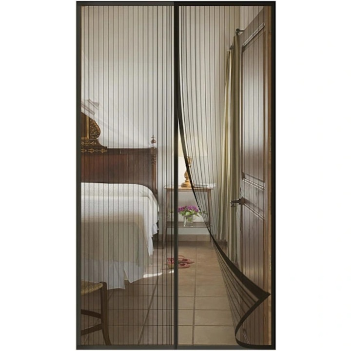 Plasa pentru usa anti-tantari, perdea insecte magnetica pentru usa si fereastra, cu magneti auto-inchidere, montaj fara gaurire, Negru, 110 x 220 cm