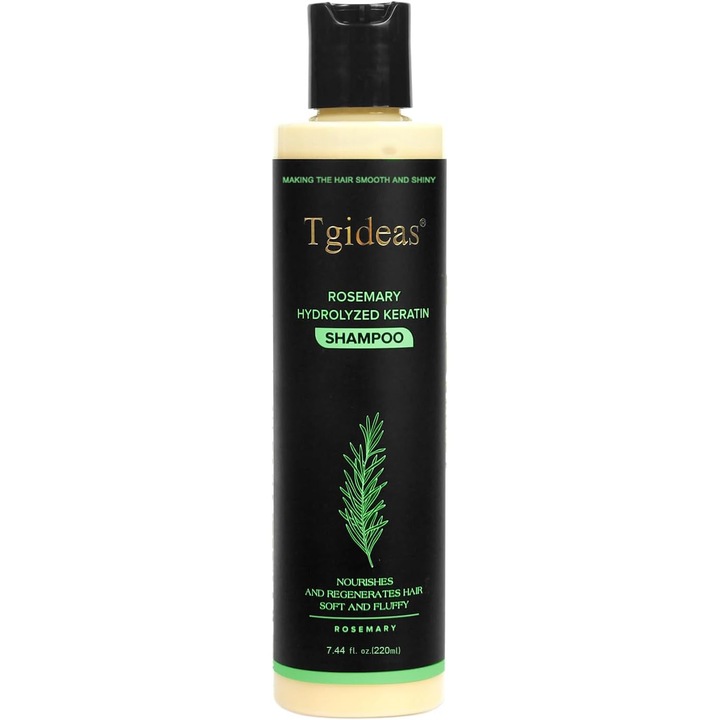 Sampon cu Rozmarin si Keratina Hidrolizata Tgideas, Crestere si Indesire Par, Anti Cadere, Fara Sulfati, pentru Femei si Barbati, 220ml