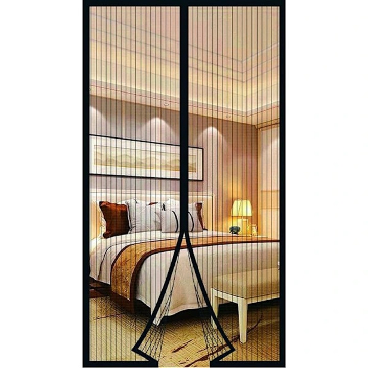 Plasa magnetica pentru usa, 90 x 210 cm, cu inchidere magnetica si banda adeziva pentru montaj fara scule, perdea anti-insecte/anti-tantari, Negru