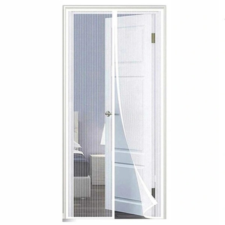 Plasa pentru usa anti-insecte, cu inchidere magnetica, usor de instalat fara scule, Alb, 210x100 cm