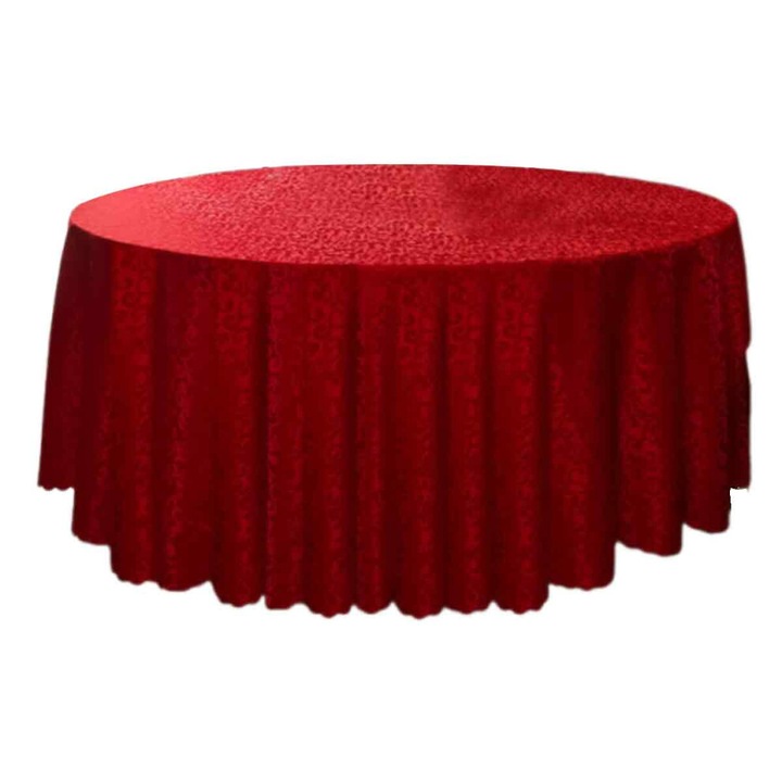 Kerek jacquard asztalterítő, vasalásmentes, könnyen kezelhető, fehér, nagy méret