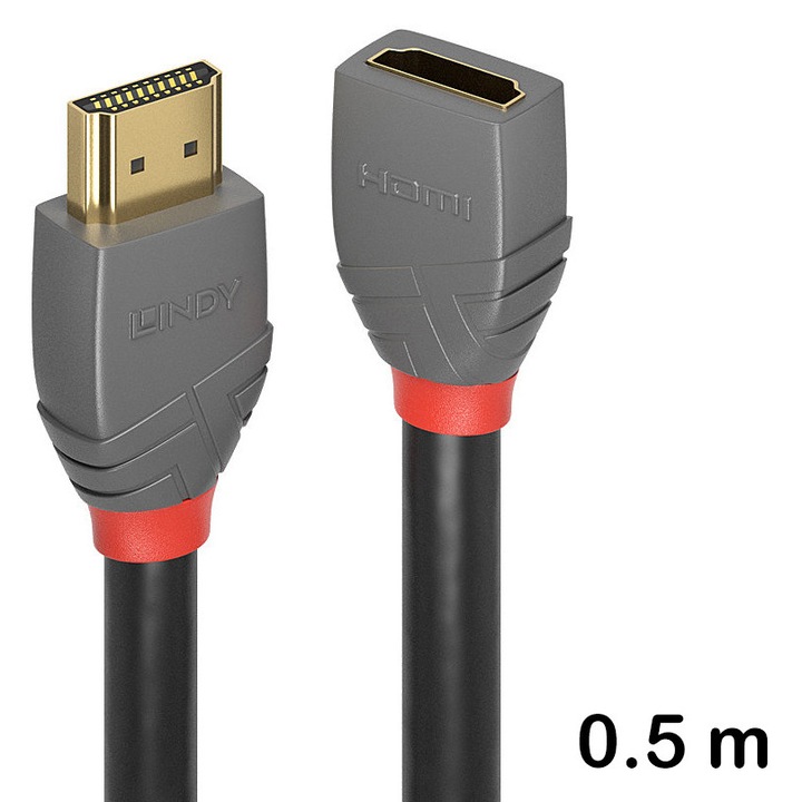 Cablu de extensie HDMI de mare viteza, 0.5 m, Lindy, Anthra Line 36475
