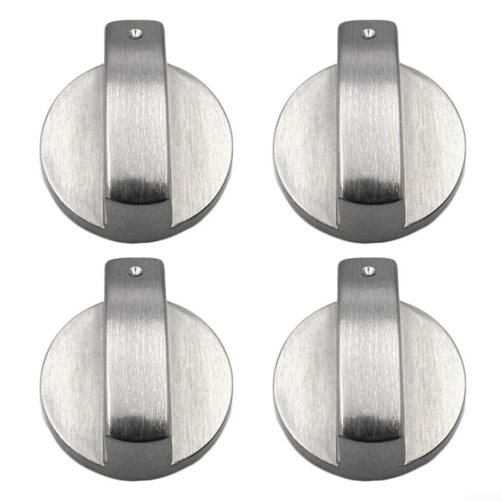 Set 4 butoane universale aragaz cuptor plita argintiu 6mm zinc