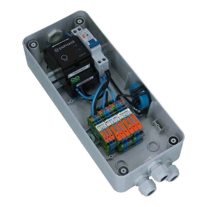 Tablou electric pre-echipat Q-Verdeler Enphase, 1 faza, 20A, 30mA, pentru sisteme fotovoltaice care au microinvertoare