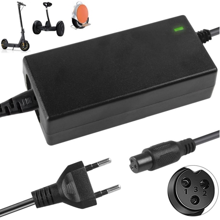 Incarcator 36 V, 42 V, 2 A, 3 pini, sursa de alimentare pentru trotineta, mufa de 9 mm