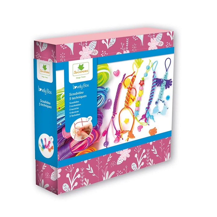 Impletituri scoubidou, set DIY cu 5 tehnici, Sycomore
