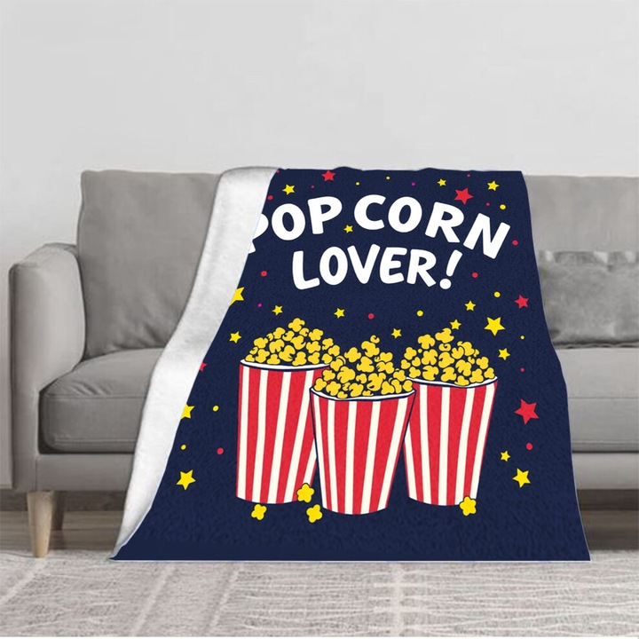 Patura/cuvertura din flanela, model popcorn, ultra-moale, rezistenta la decolorare, bleumarin/alb, 76x102 cm, 102x127 cm, 127x152 cm, 152x203 cm
