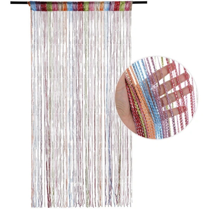 Perdea usa / draperie cu margele si paiete, cu buzunar pentru bara, pentru separare camera/garderoba, multicolor, 91x200 cm, 1 buc