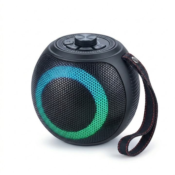 Boxa Bluetooth portabila Elworld SD-L116 pentru utilizare in exterior si interior, Bluetooth 5.3, suport USB/TF/Type-C/FM/LED, negru