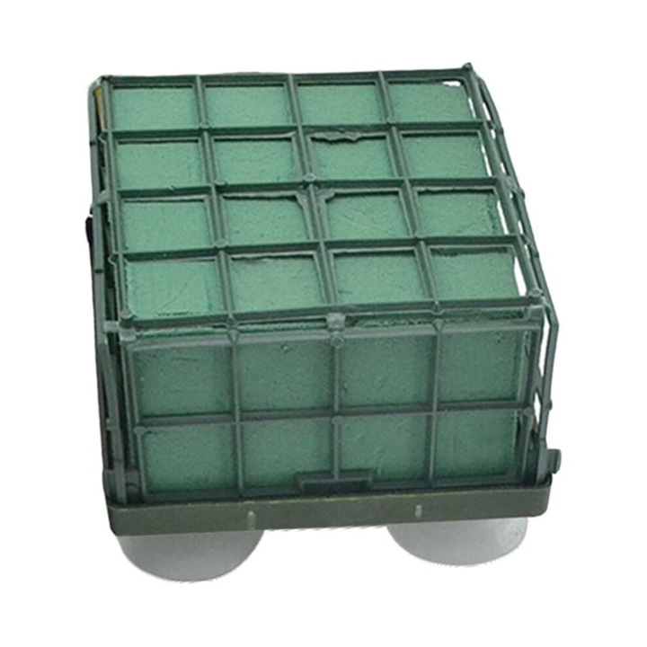 Bloc de mousse floral / burete floral Eease Healifty, cu ventuze pentru compozitii florale, din plastic, Verde, 11,5 x 11,5 x 8 cm, 1 buc