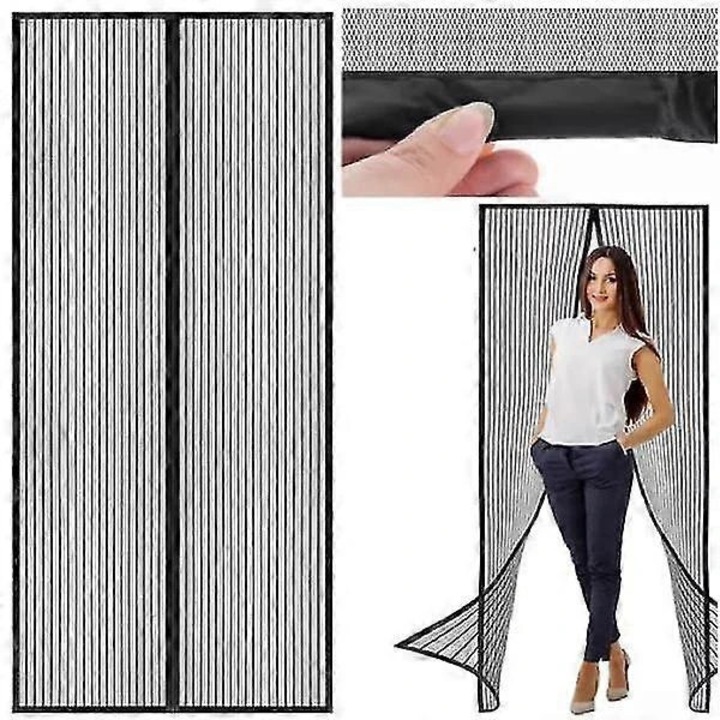 Plasa anti-insecte pentru usa 100x210cm, capcana pentru tantari, cu fixare velcro si magneti, negru, 1 buc