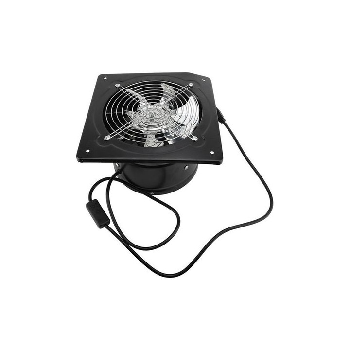 Axiális elszívó ventilátor, zárt tiszta réz motor, 4 rétegű zajcsökkentés, kapcsolóval, fekete, 8 hüvelyk, 80W