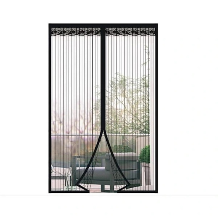 Plasa magnetica pentru usa, perdea anti-tantari, 90x210 cm, inchidere magnetica automata, montaj fara gaurire cu banda adeziva, Negru, 1 buc