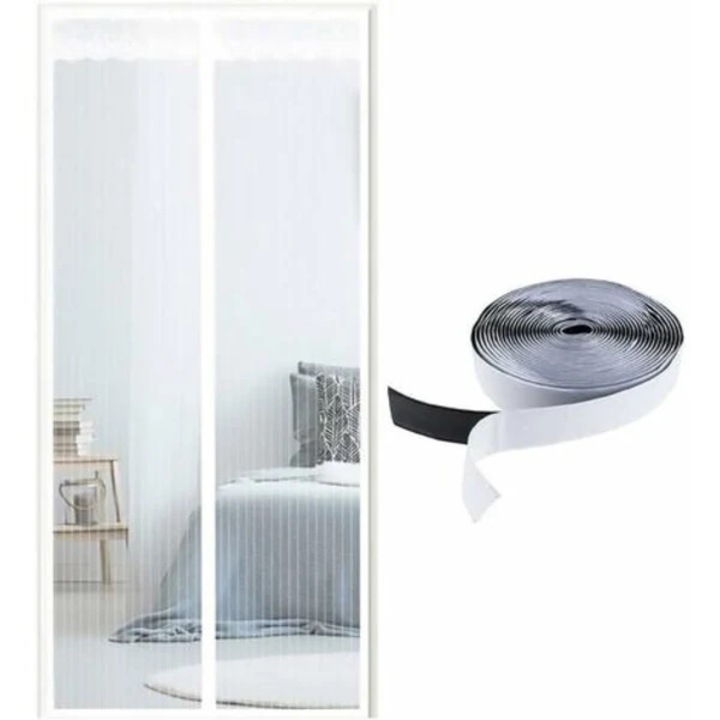 Plasa de protectie pentru usa, plasa anti-tantari, inchidere magnetica automata, permite aerisirea fara insecte, alb, 90x205 cm