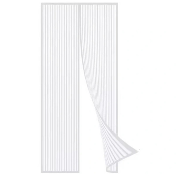 Plasa tantari pentru usa / plasa insecte 100x210 cm, inchidere magnetica softclose, montare cu velcro si pini, taietabila, alb, 1 buc