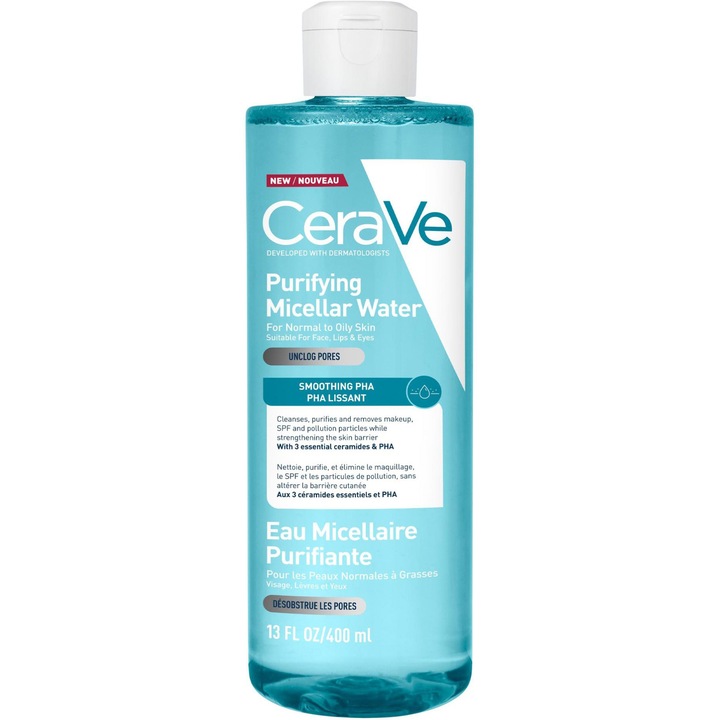Apa micelara Purifianta CeraVe pentru ten normal si gras, 400 ml
