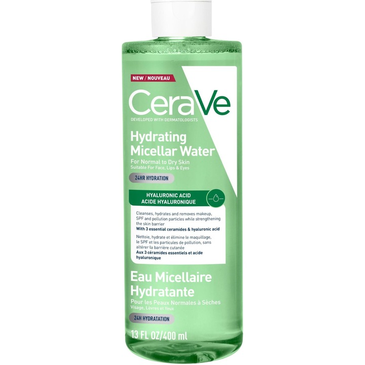 Apa micelara Hidratanta CeraVe pentru ten normal si uscat, 400 ml