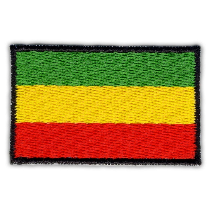 PATCHION, hímzett textil folt (embléma/patch) varráshoz, Etiópia zászlaja modell, többszínű, 3.4x5.3 cm