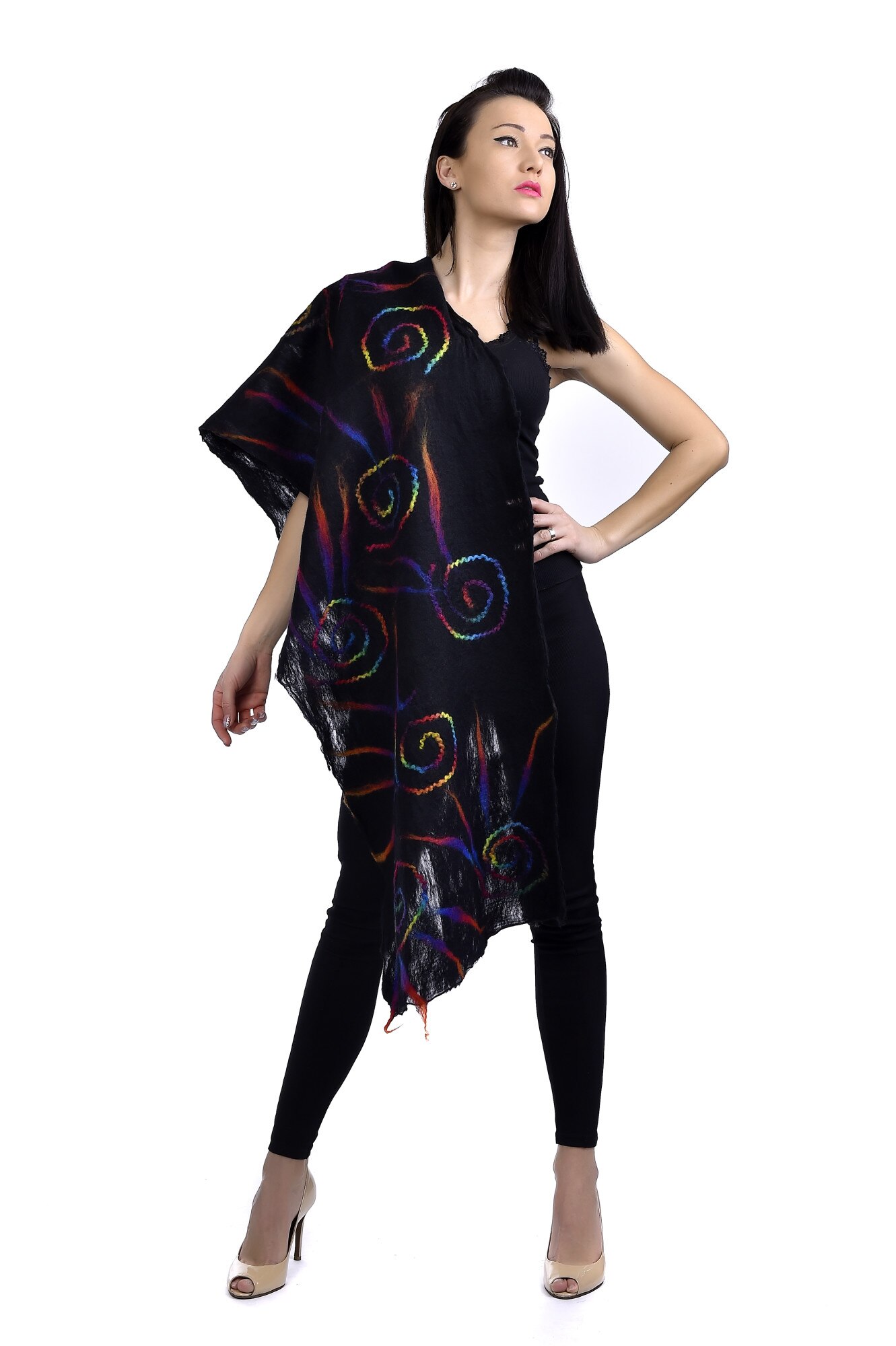 Esarfa dama Feigl, negru-rainbow