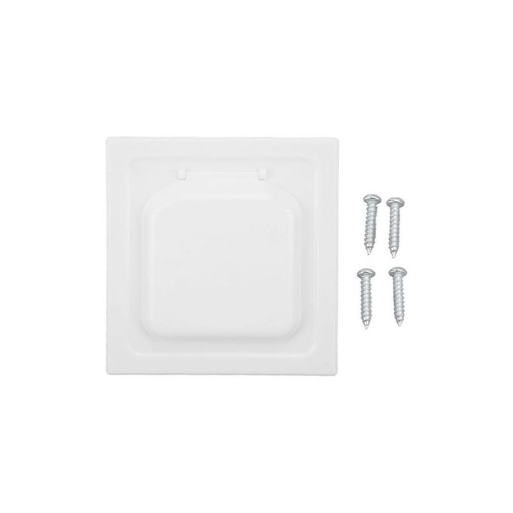 Capac ventilatie pentru uscator, abs, etans si rezistent la intemperii, previne vant, ploaie si intrarea insectelor, alb, 1 buc (compatibil furtun 4 inch, 17.8 x 19.0 cm), include 4 suruburi