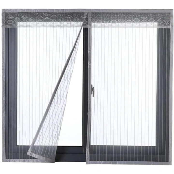 Plasa usa magnetica anti-tantari 120x130cm gri, rezistenta, cu fixare velcro
