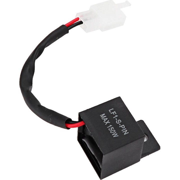 Releu decodor semnalizare 2 pini LF1-S-PIN, compatibil Kawasaki/Suzuki si alte marci, plug and play, 12V, max 150W, Negru, 1 buc
