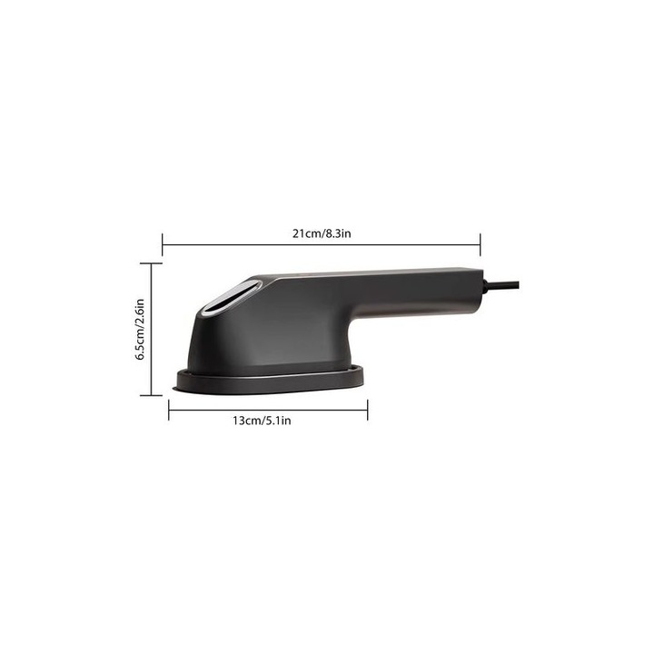 Fier de calcat cu abur portabil, negru, 21x13x6.5cm, compact, cu protectie supraincalzire