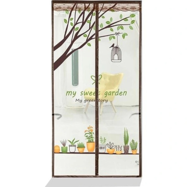 Plasa magnetica pentru usa, plasa anti-tantari cu inchidere magnetica pe toata inaltimea, inchidere automata, design cu plante, Multicolor, 95x210 cm