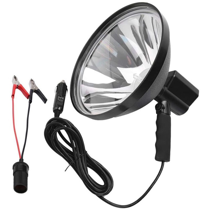 Преносим HID фенер/прожектор 100W DC12V, с ксенонова крушка, водо- и прахоустойчив, от PVC, черен, 9 инча, 1 бр.
