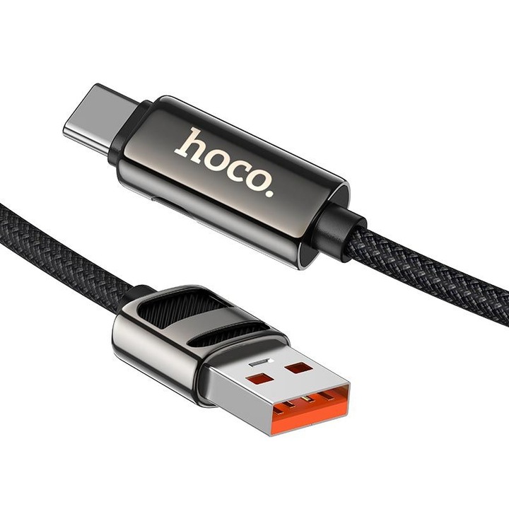Cablu date Hoco U137 USB-A USB-C 66W cu afisaj negru 1,2m