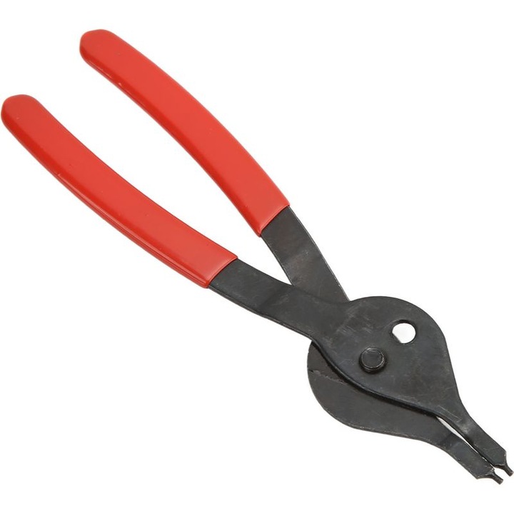Univerzális seegergyűrű fogó (circlip), belső és külső seegergyűrűhöz, tartós fém, korrózióálló, csúszásmentes PVC markolat, piros, 1 db, 15 cm